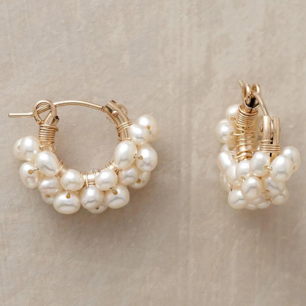 14kt gold filled froth of pearls hoops